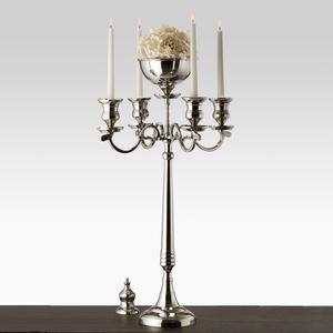 4 Arms Nickel Plated Candelabra With Flower Bowl Wedding Entryway & Office decorate Handmade Candlestick Holder Home Hotels Use - Product Image 1