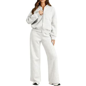 Direct Factory Supplier of Cotton Blend Loungewear Sets Custom Logo Private Label Wholesale Sweat Suits & Trendy <b>Women</b> Tracksuit - Product Image 2