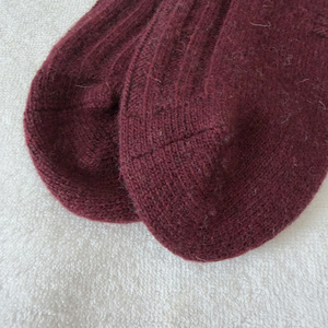 Wholesale Men's <b>Burgundy</b> Ribbed Knitted Wool Crew <b>Socks</b> Thick Winter Warm Daily Wear Solid Color Classic Style OEM ODM - Product Image 5