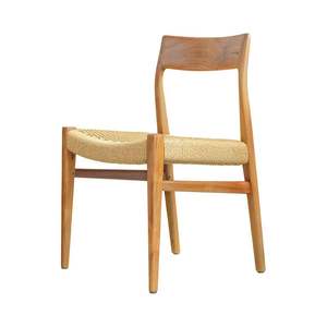 Silla de Comedor Moderna de Madera de Teca Sólida con Ratán Natural Tejido a Mano, Estilo Escandinavo, Proveedor de Muebles para Restaurantes, Cafés y Hoteles - Product Image 4