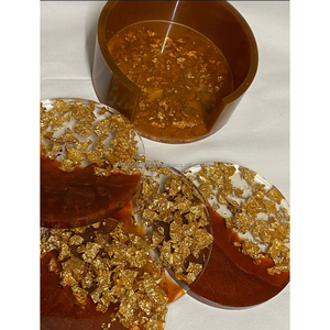 Posavasos de ilusión con purpurina de resina hecho a mano, elegante vajilla brillante, Decoración de mesa moderna, conjunto de accesorios artísticos de resina - Product Image 3