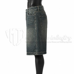 Pantalones Cortos Vaqueros de Algodón Orgánico Lavado Estilo Vintage para Hombre, Ecológicos, Holgados, Largos hasta la Rodilla, Estilo Urbano Casual - Product Image 5