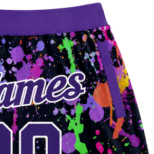 Pantalones Cortos de Baloncesto Sublimados en Morado y Verde para Hombre, Pantalones Cortos Deportivos de Poliéster para Equipo, Ropa Deportiva Ligera para Partidos - Product Image 3