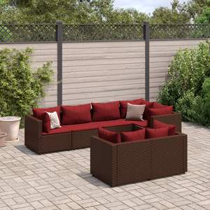 Juego de 7 Muebles de Jardín para Patio en Color Marrón y Rojo Canela - Product Image 1