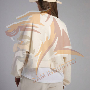 Sweat-shirts en molleton écologiques surdimensionnés pour femmes, automne/hiver, épaules tombantes, logo personnalisé, sweat-shirts surdimensionnés pour femmes - Product Image 2