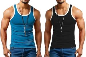 Camiseta deportiva sin mangas para hombre, hecha de 100% algodón, cómoda y ideal para el gimnasio, ejercicio y uso casual. - Product Image 5
