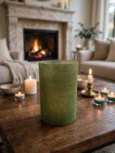 Porte-bougie sans flamme en verre soufflé à la main, couleur unie, forme cylindrique droite, pour la décoration de la maison, Noël, la Saint-Valentin - Product Image 1