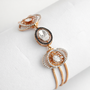 18ct Gold Multi Layer Oval Crystal <b>Bracelet</b> for Women Luxury Statement <b>Adjustable</b> Chain Jewelry Wedding Party Gift - Product Image 4