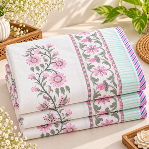Couverture de lit en coton léger Dohar à motifs floraux, avec tissu doux et respirant pour un confort et une relaxation quotidiens dans la chambre - Product Image 4