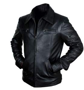 Chaqueta de cuero genuino para hombre, piel de vaca, con cremallera, estilo motero, impermeable, transpirable, resistente al viento, con logo personalizado - Product Image 3