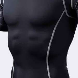 Men's Casual Summer 2pcs Set Breathable Knitted Rash Guard Short <b>Sleeve</b> Shirt and Solid <b>Compression</b> Shorts Sets - Product Image 4