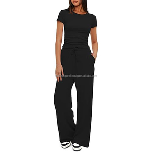 Nardon Apparel Logo personnalisé Tenues pour femmes Jogging de fitness 2 pièces Ensemble de leggings Veste de yoga Pantalon évasé Ensemble de survêtement pour femmes - Product Image 1