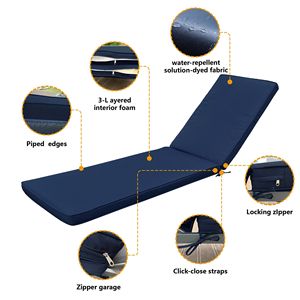 Lot de 2 coussins de remplacement bleu marine pour chaise longue d'extérieur, coussin de siège pour mobilier de patio, pour ensemble de chaises longues - Product Image 3