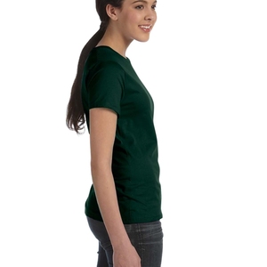 Camiseta de punto de manga corta con cuello alto acanalado beige para mujer, minimalista, de color liso, ecológica, disponible para venta en línea - Product Image 5