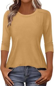 Regular fit lightweight Womens cotton t shirt breathable quick dry plain dyed knitted summer casual Full Sleeve - Product Image 2