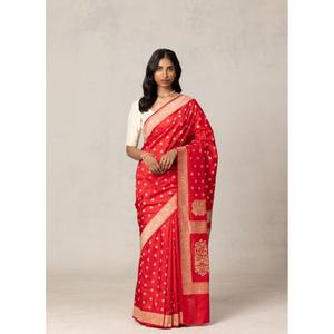 ANCY BANARASI SOIE TISSURE TRAVAIL SAREE avec BLOUSE NON COUCHÉE RANI - Product Image 1