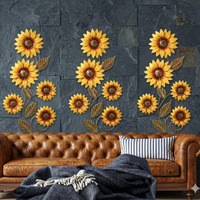 Décoration murale moderne en métal en forme de tournesol pour le salon avec support mural