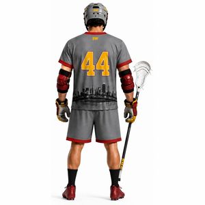 Uniforme de lacrosse entièrement personnalisable, maillot réversible avec logo imprimé sur mesure, 100% polyester respirant pour les kits de lacrosse masculins - Product Image 3