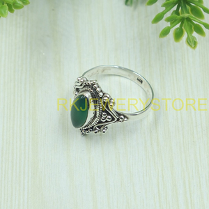 Natural Green Onyx GemstoneMarquise <b>Ring</b> 925 Sterling Silver Handmade Vintage Boho <b>Statement</b> <b>Ring</b> Artisan Filigree Jewelry Gift - Product Image 3