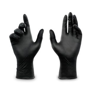 Gants jetables en nitrile noir, sans latex, sans poudre, texturés, pour le nettoyage et la manipulation des aliments - Product Image 1