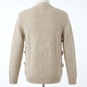 Cardigan en tricot bouclé texturé uni pour homme, col châle, pull côtelé épais à boutons, vêtement d'extérieur d'hiver ODM - Product Image 2