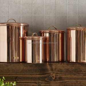Antique Copper Kitchen Canister Set Of 4 Piece with Ayurvedic Health Benefits Perfect for Storing Spices and <b>Dry</b> <b>Foods</b> - Product Image 6