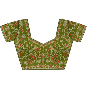 Sari en Georgette Brodé Rayé pour Femme KV, Style Bollywood, avec Blouse Non Cousue (Vert), Réversible, Séchage Rapide, Infroissable, Idéal Mariage - Product Image 6