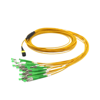 Kabel Patch Fiber Optik 12 Core MPO ke FC Pre-Terminasi 40G 100G untuk Pusat Data, Jaringan Kepadatan Tinggi, Bahan LSZH FTTH