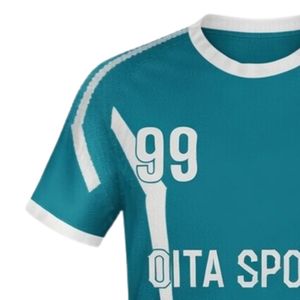เสื้อแฮนด์บอลชาย สีเขียวอมฟ้า ขาว พิมพ์ลายแบบ Sublimation แขนสั้น โพลีเอสเตอร์ เสื้อกีฬา ชุดทีม ชุดแข่งขัน ชุดฝึกซ้อม เสื้อผ้ากีฬา - Product Image 3