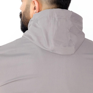 Chaqueta de Forro Polar con Capucha y Cremallera para Hombre, Color Gris, Corte Ajustado, Informal, para Otoño, Transpirable, Material de Poliéster y Elastano, Largo Regular - Product Image 5