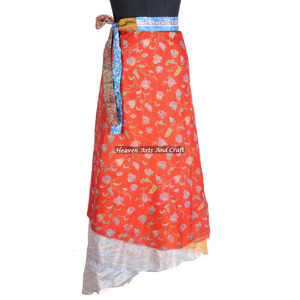 New <b>Skirts</b> Indian Silk <b>Wrap</b> Vintage <b>Skirt</b> Women Handmade Double Layer Reversible Sari <b>Wrap</b> <b>Skirt</b> / Girls Sarong / Multi Way Wear - Product Image 4
