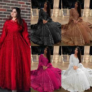 ชุดเลเฮนกาชื่อดังพร้อมผ้าคลุมไหล่ ผ้าจอร์เจตต์เทียม ปักดิ้นลายประณีต ชุดเลเฮนกาและผ้าคลุมไหล่ประดับลูกไม้ - Product Image 3