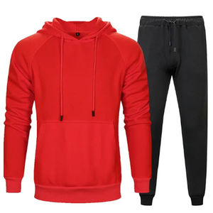 Pantalon de sport décontracté ample, couleur unie, avec poche kangourou, sweat à capuche 100% polyester, ensemble de sport de loisirs pour homme - Product Image 4