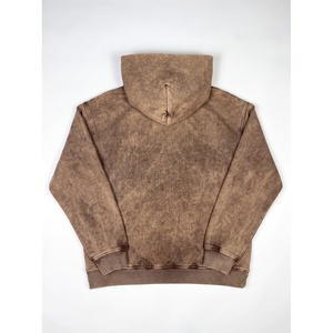 Sweat à capuche oversize marron pour homme avec motif squelette, style streetwear, en molleton avec patch artistique en forme d'os - Product Image 6