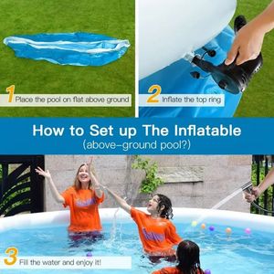 Piscina Gonfiabile Rettangolare per Famiglie 244x63cm, Facile da Installare, in PVC per Esterni - Product Image 3