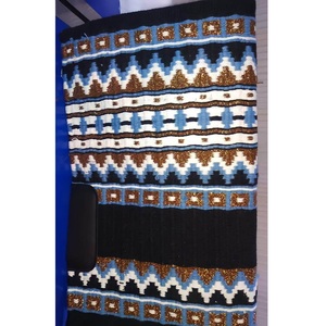 Tapis de selle Western multicolore géométrique en mélange de laine, couverture de cheval profilée avec patch en cuir pour l'équitation sur sentier - Product Image 3