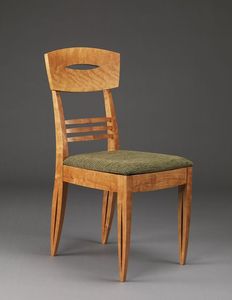 Luxury Handcrafted Solid Wood Dining Chair Modern Minimalist Cutout <b>Back</b> Green Upholstered Seat - Product Image 1