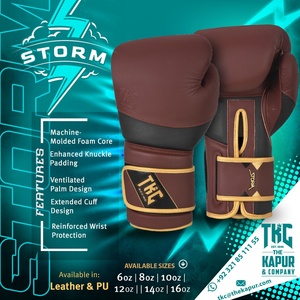 Gants de boxe Storm en cuir PU avec fermeture auto-agrippante, rembourrage renforcé des jointures, noyau en mousse moulé à la machine, de 6 oz à 16 oz - Product Image 1