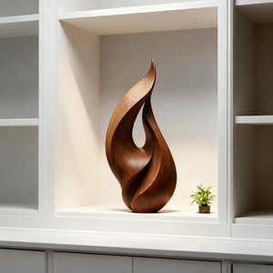 Art abstrait en bois sculpté à la main, élégant centre de table pour la maison, décoration en bois haut de gamme, accessoire de maison de boutique, objet de collection en bois - Product Image 1