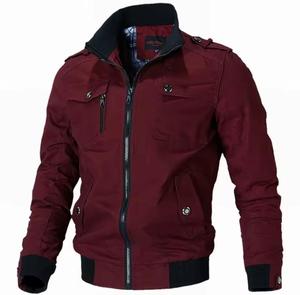 Blouson Bomber Homme à Capuche Col Montant Fermeture Éclair Coupe-Vent Décontracté Automne Coupe Ajustée Polyester Coton Toile Logo Avant - Product Image 3