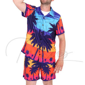 Ensembles de chemises et shorts de plage personnalisés pour hommes, tenue d'été de haute qualité, ensembles de chemises pour hommes, vêtements décontractés en lin, ensembles deux pièces - Product Image 2