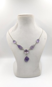 Collar de Cadena con Caja para Enamorados, con Gema de Amatista Rosa Natural, Bañado en Plata, Lujoso, para Boda, para Mujer, 22 Pulgadas, de Moda - Product Image 4