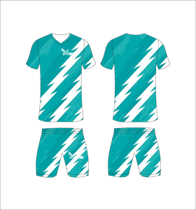 Conjunto de Uniforme de Fútbol Sublimado Personalizado, Patrón de Rayo Verde Azulado, Transpirable, de Secado Rápido, Jersey de Fútbol para Equipo, Conjuntos Cortos para Hombres y Niños - Product Image 1