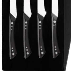 Juego de 4 Cuchillos para Carne de Acero Inoxidable con Hojas Afiladas y Mangos Negros, Caja de Regalo para Carne de Res, Cena y Comedor - Product Image 5