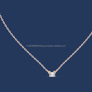 Collier classique en diamant de taille ovale 1CT pour femmes Collier en diamant cultivé en laboratoire Bijoux à breloques - Product Image 1
