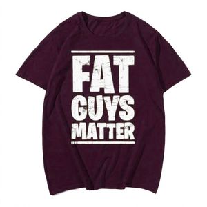 Camiseta gráfica de algodón para hombre Fat Guys Matter, corte regular, cuello redondo, manga corta, estampado de letras, informal, para verano - Product Image 1
