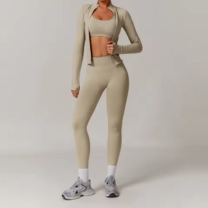 Custom Logo Women’s Seamless 2-Piece Yoga Set Cross Back Sports Bra & Scrunch Butt Leggings Tummy Control Workout Outfit - Product Image 3
