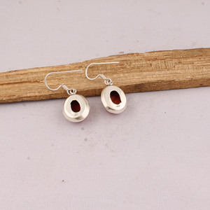 925 Sterling Silver <b>Red</b> Copper Turquoise Vintage Engagement Drop <b>Earrings</b> Bezel Set Oval Gemstone Jewelry - Product Image 5