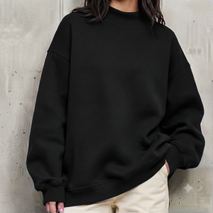 เสื้อสเวตเชิ้ตคอเต่าทรงโอเวอร์ไซส์สำหรับผู้หญิง ผ้าฝ้ายฟลีซหนานุ่ม สไตล์ลำลอง สตรีทแวร์ เสื้อผ้าสั่งทำพิเศษ - Product Image 1