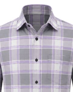 Chemise à carreaux gris lavande pour homme, décontractée et formelle, à manches longues, boutonnée, en flanelle de coton, pour le bureau, personnalisable - Product Image 5